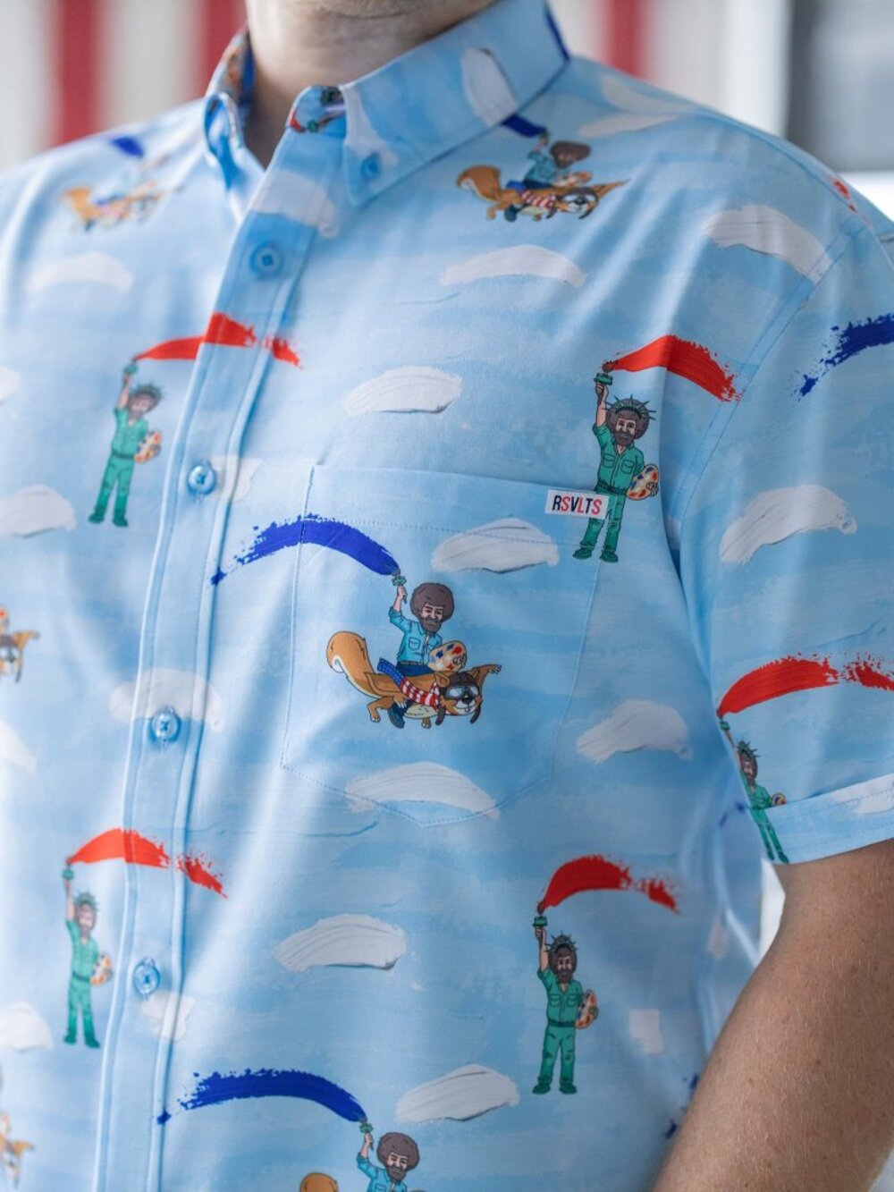 RSVLTS x Bob Ross Paintriot Short Sleeve Kunuflex Artist Shirt Top Mens 2XL